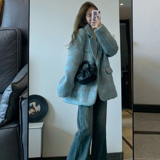 Abrigo de lana elegante de alta calidad para mujer