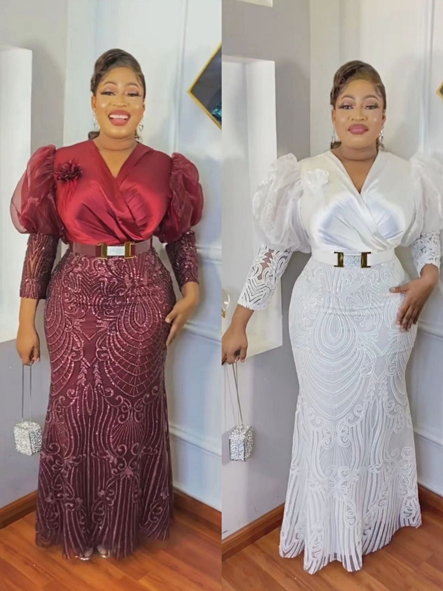 Vestido largo de noche soluble en agua con hilo de industria pesada