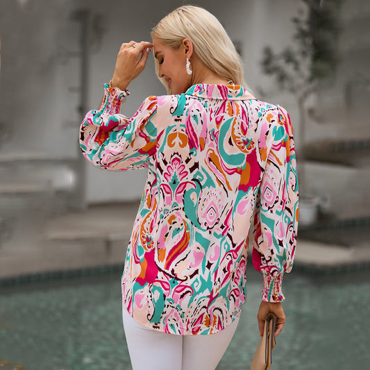 Camisa de gasa de moda nacional para mujer