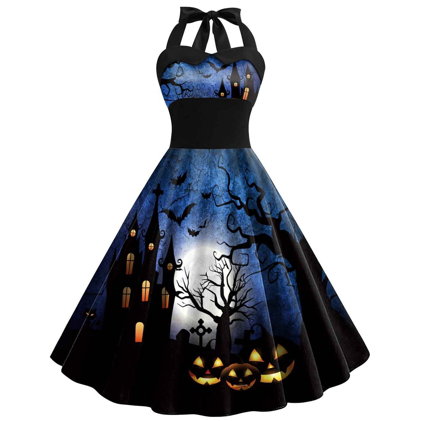 Skull Spider Web Halloween Dress
