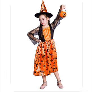 Children's Halloween Pumpkin Witch Dress