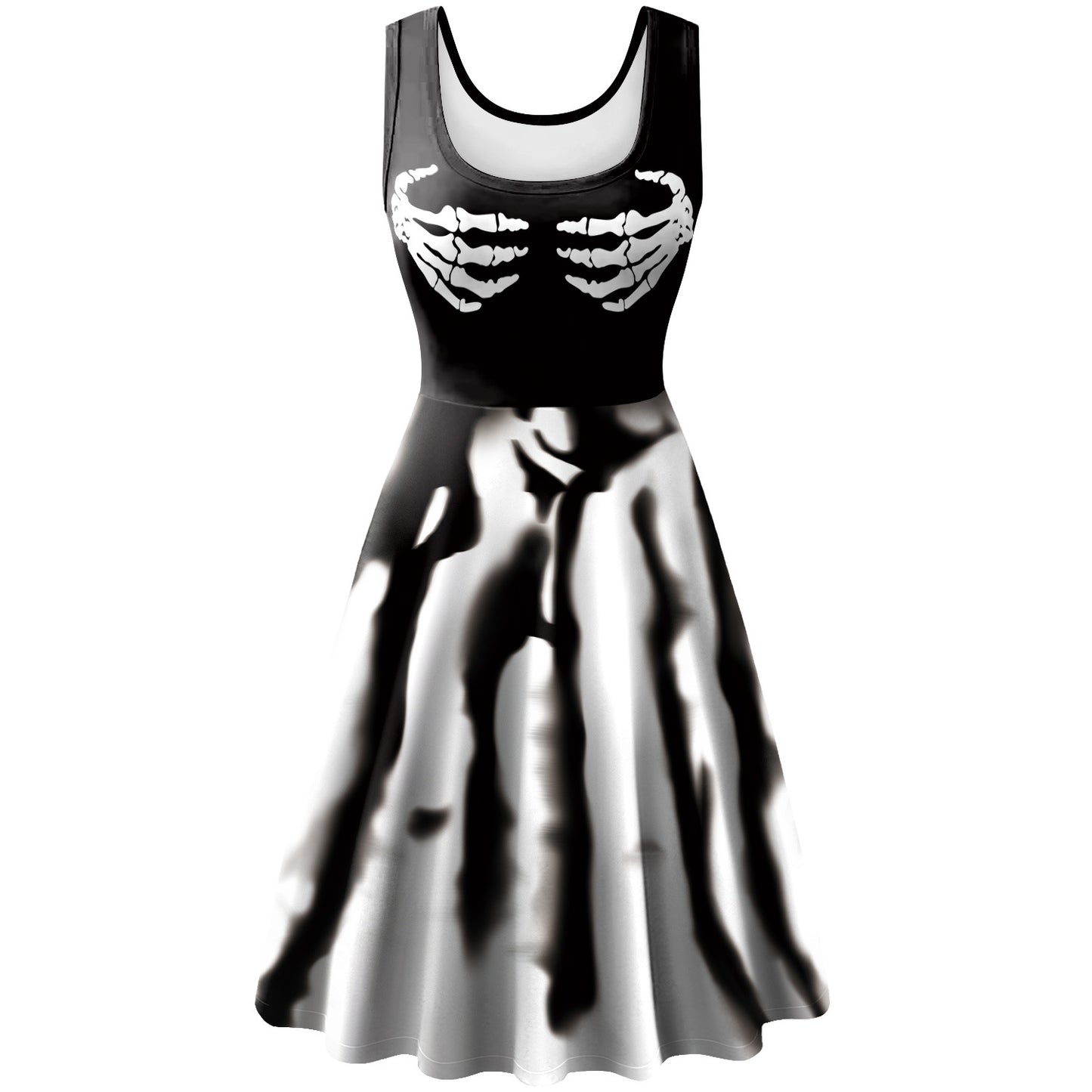 Women's Sleeveless Bat Skeleton Halloween Dress