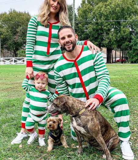 Christmas Home wear Pajamas One-piece Stripes