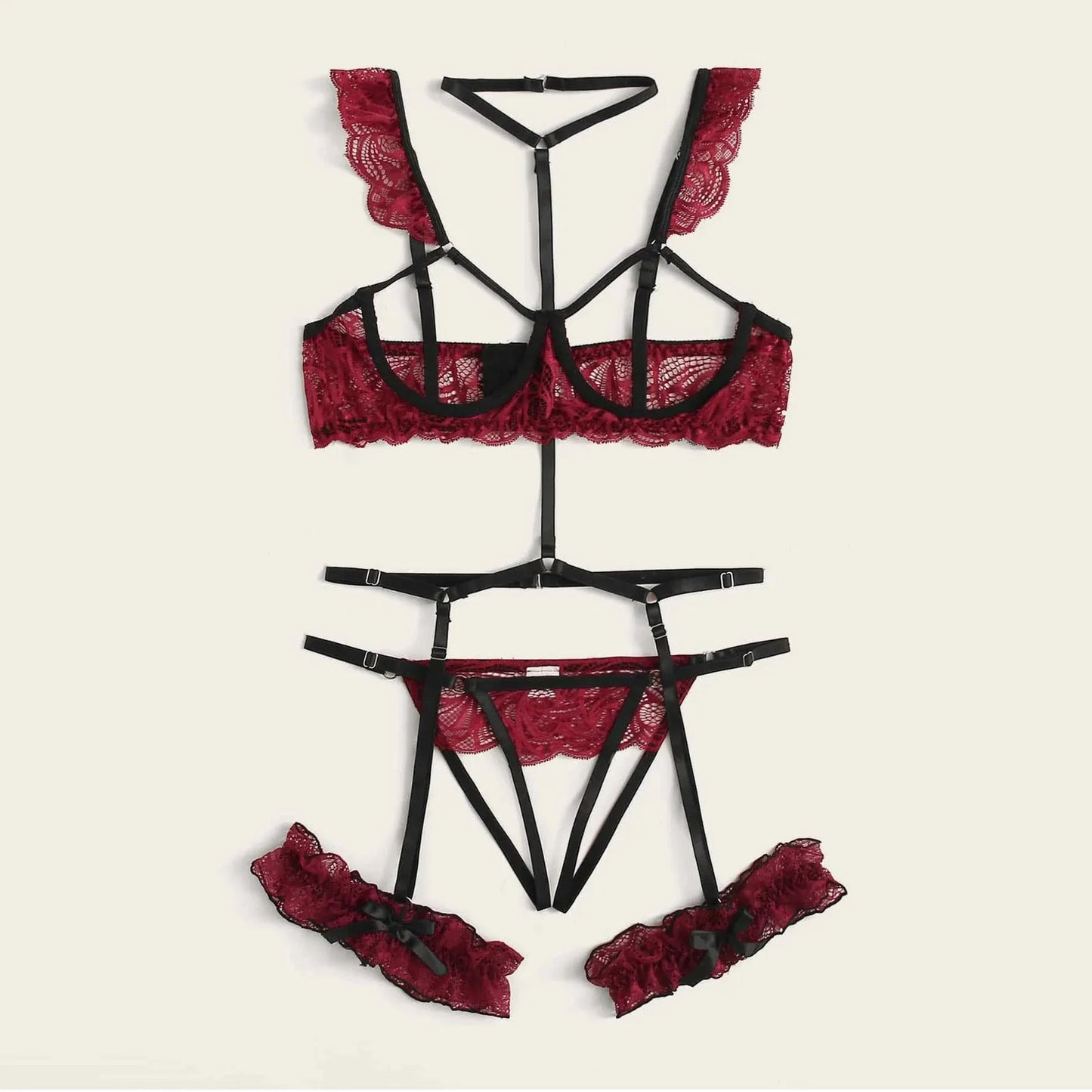 Lace Crotchless Lingerie Set
