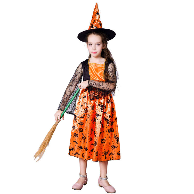 Children's Halloween Pumpkin Witch Dress