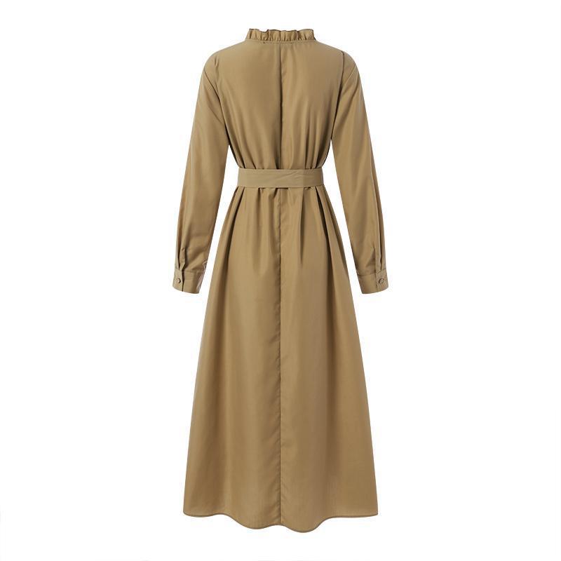 Vestido de alta gama de color sólido con cintura ajustada para mujer