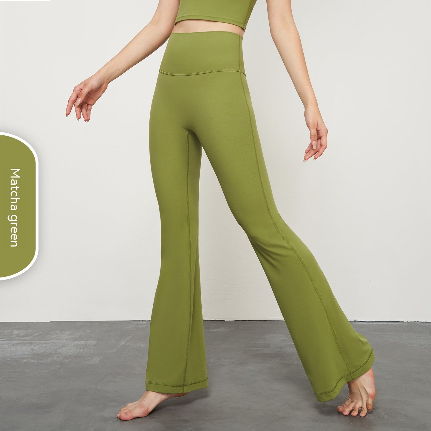 Pantalones de yoga acampanados de color liso informales a la moda para mujer, sin talla