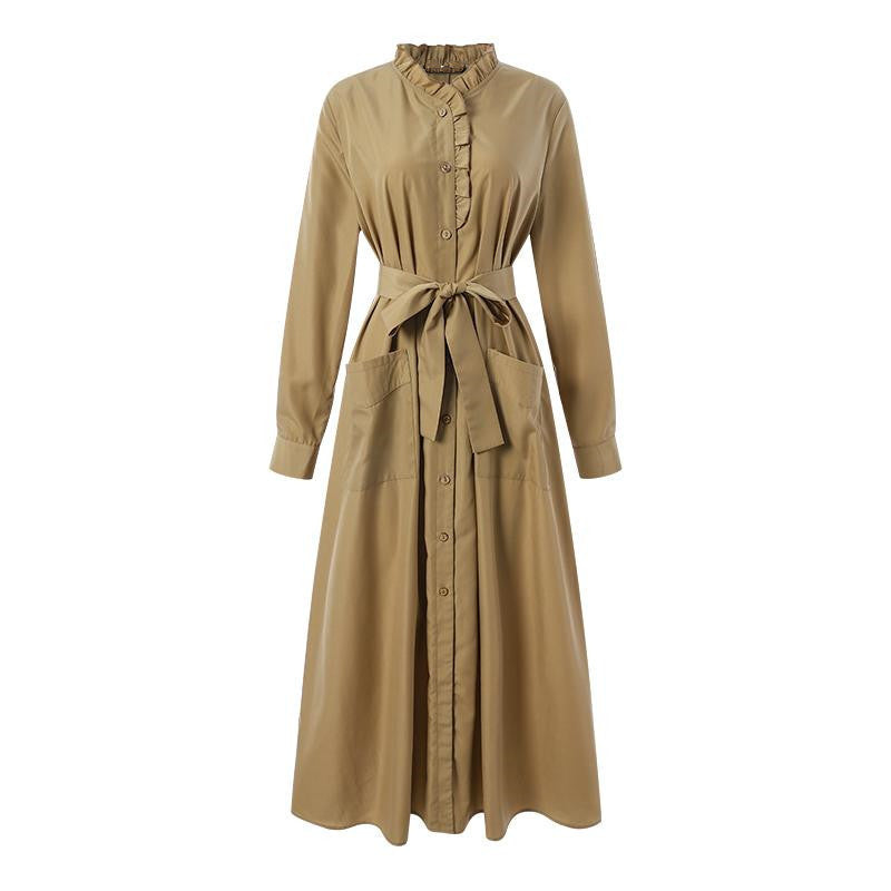 Vestido de alta gama de color sólido con cintura ajustada para mujer