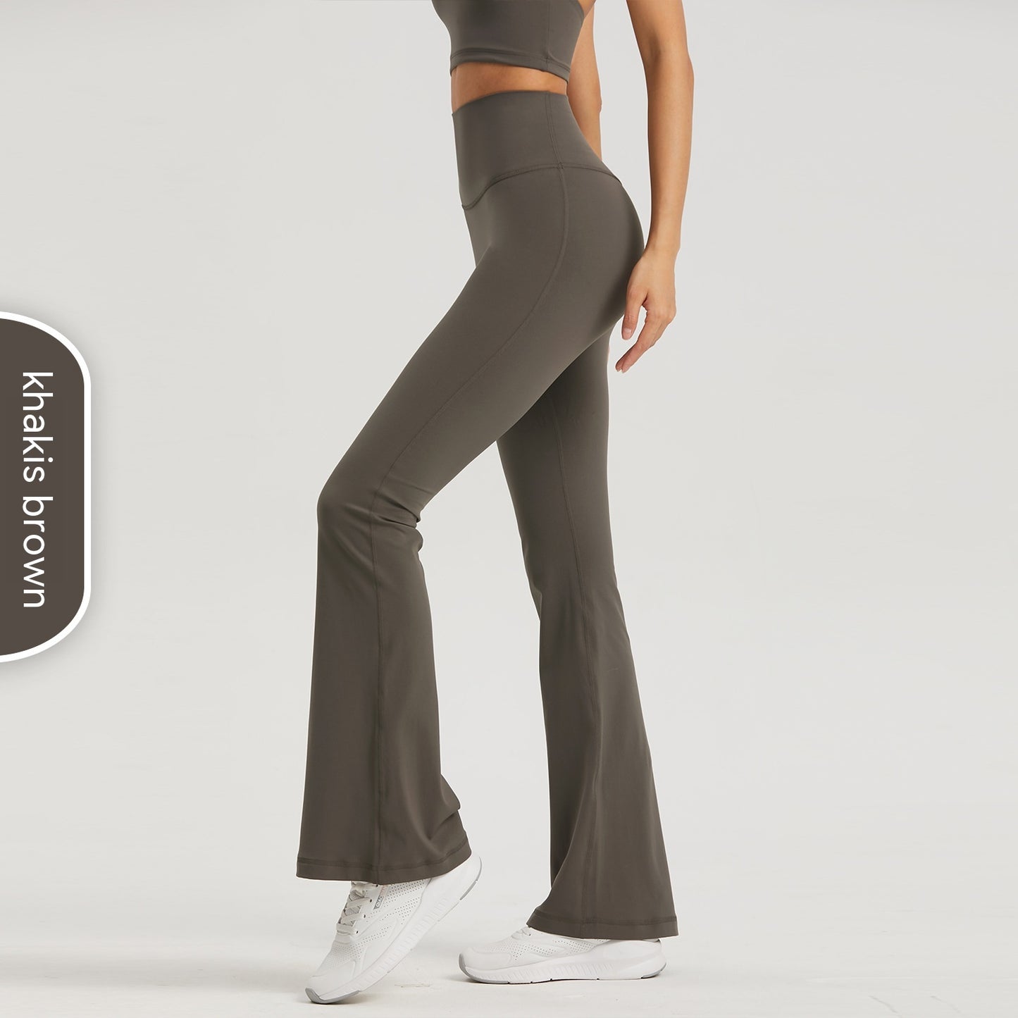 Pantalones de yoga acampanados de color liso informales a la moda para mujer, sin talla