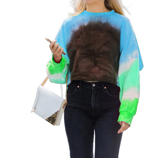 Jersey de cuello redondo y manga larga con degradado para mujer