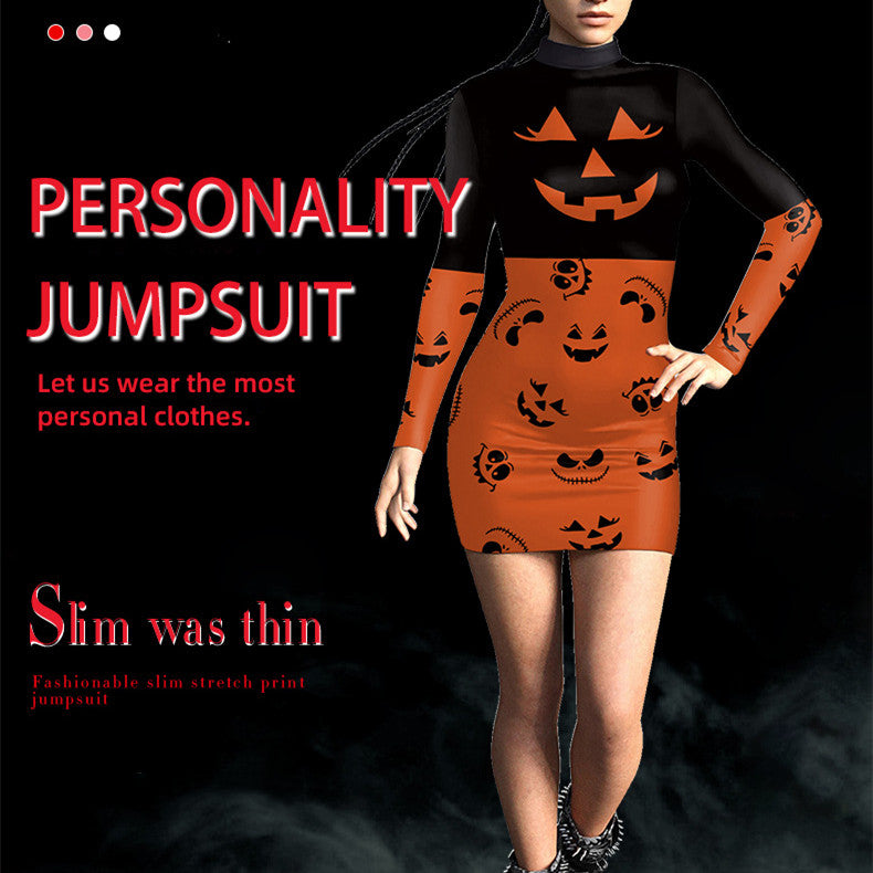 Women's 3D Pumpkin Slim-fit Halloween Dress