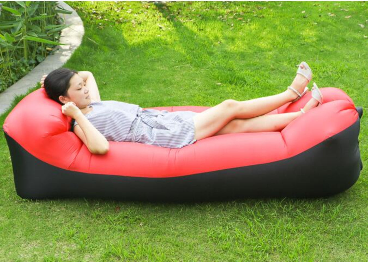 Sofá de aire para exteriores, sofá inflable rápido, tumbona para pasar el rato, cama de aire para playa, saco de dormir plegable, sofá perezoso, sofá de aire perezoso