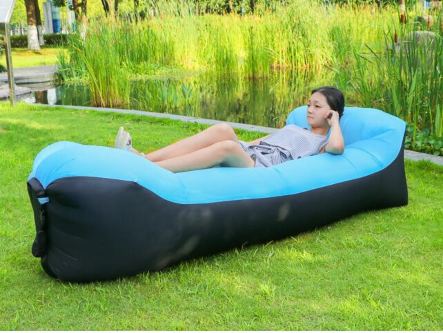 Sofá de aire para exteriores, sofá inflable rápido, tumbona para pasar el rato, cama de aire para playa, saco de dormir plegable, sofá perezoso, sofá de aire perezoso