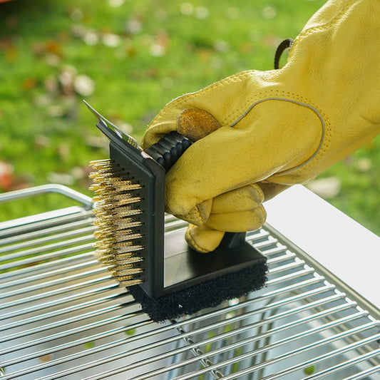 Raspador de parrilla y cepillo de acero todo en uno