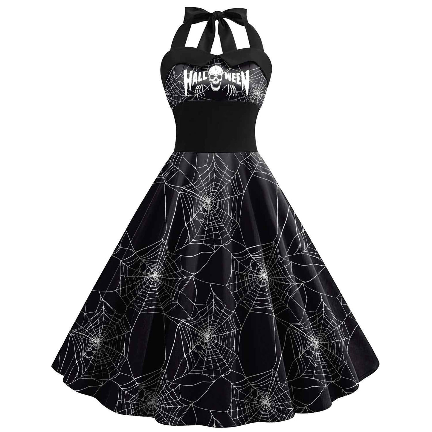 Skull Spider Web Halloween Dress
