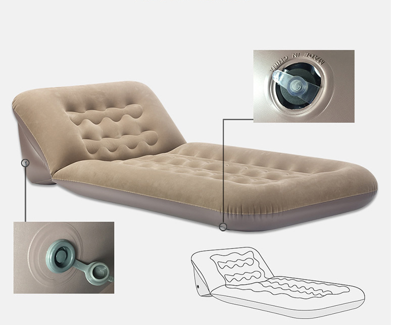 Cama de viaje para automóvil Sofá cama Vietnam Cama de viaje inflable para automóvil Camas Flocadas Colchón de aire para automóvil Asiento negro de PVC