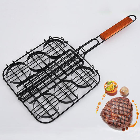 Cesta para parrilla antiadherente para hamburguesas pequeñas, prensa para hamburguesas individuales, juego de mini prensas para hamburguesas, juego de cestas para hamburguesas con albóndigas, accesorios para barbacoa