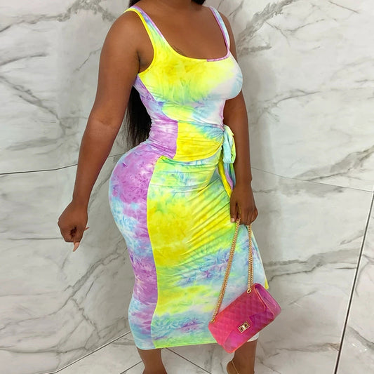 Vestido tipo chaleco con efecto tie-dye para mujer