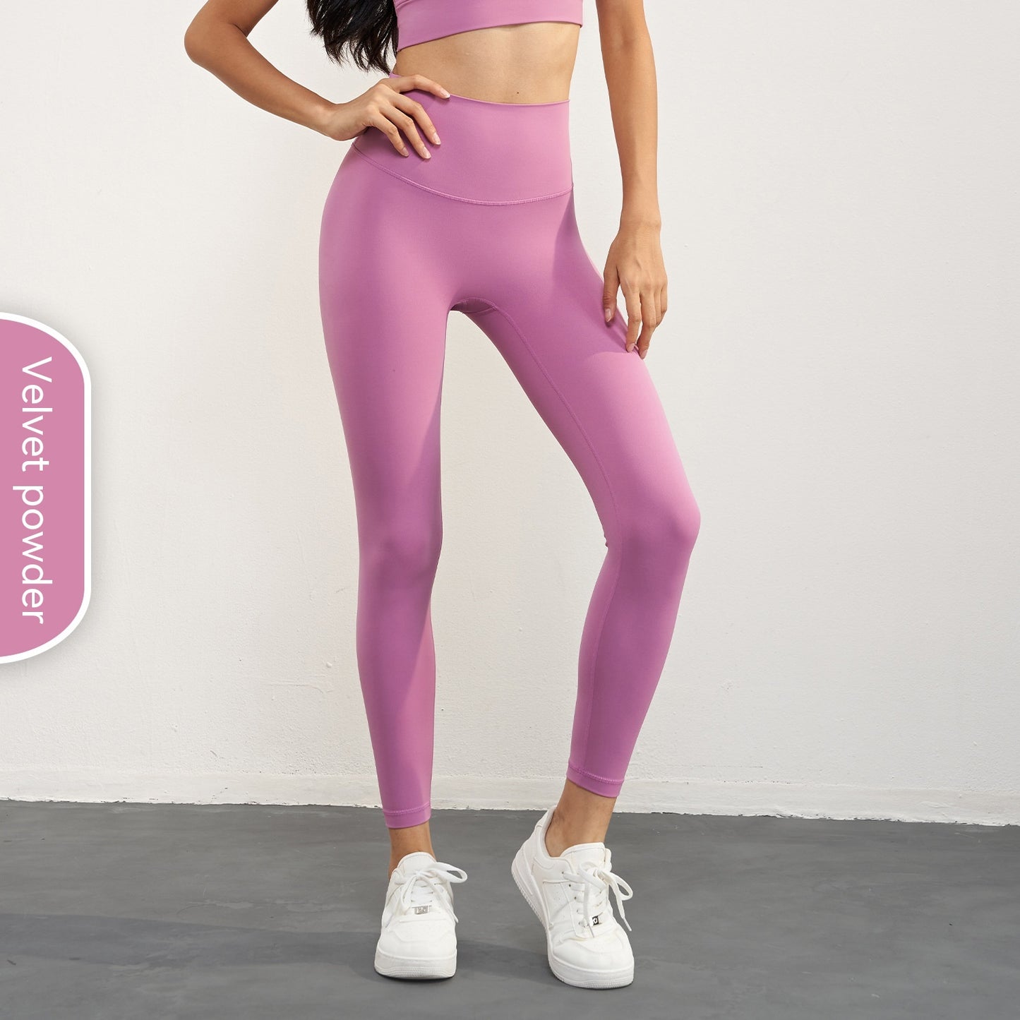 Pantalones de yoga ajustados con realce de cadera en color melocotón para mujer, de moda informal y de color puro