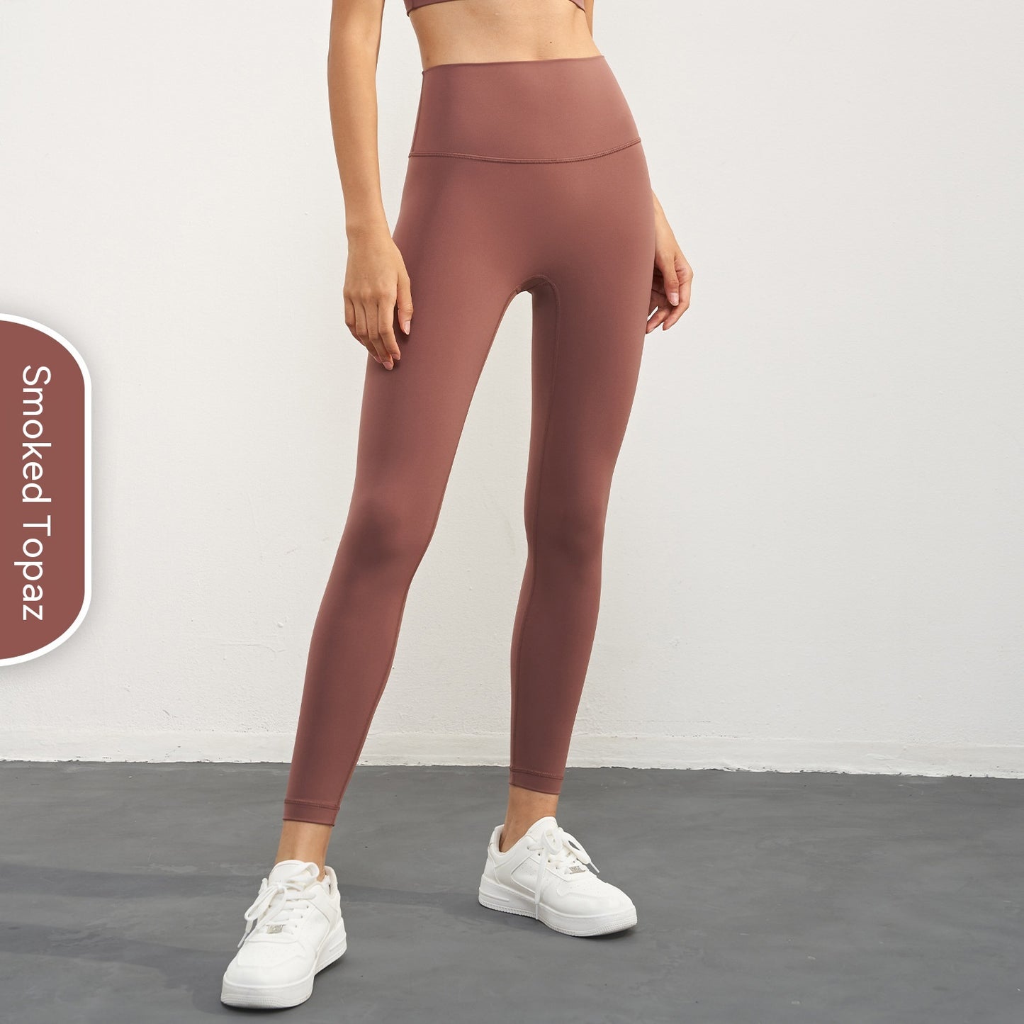 Pantalones de yoga ajustados con realce de cadera en color melocotón para mujer, de moda informal y de color puro