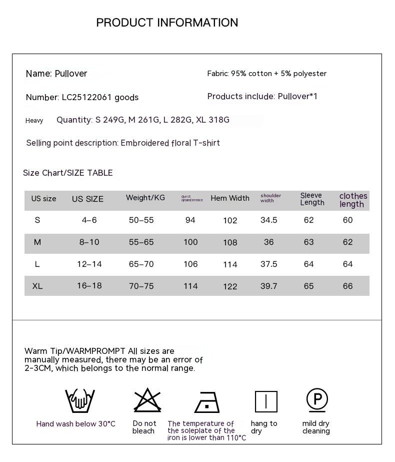 Suéter de manga larga con bordado de flores de estilo europeo y americano