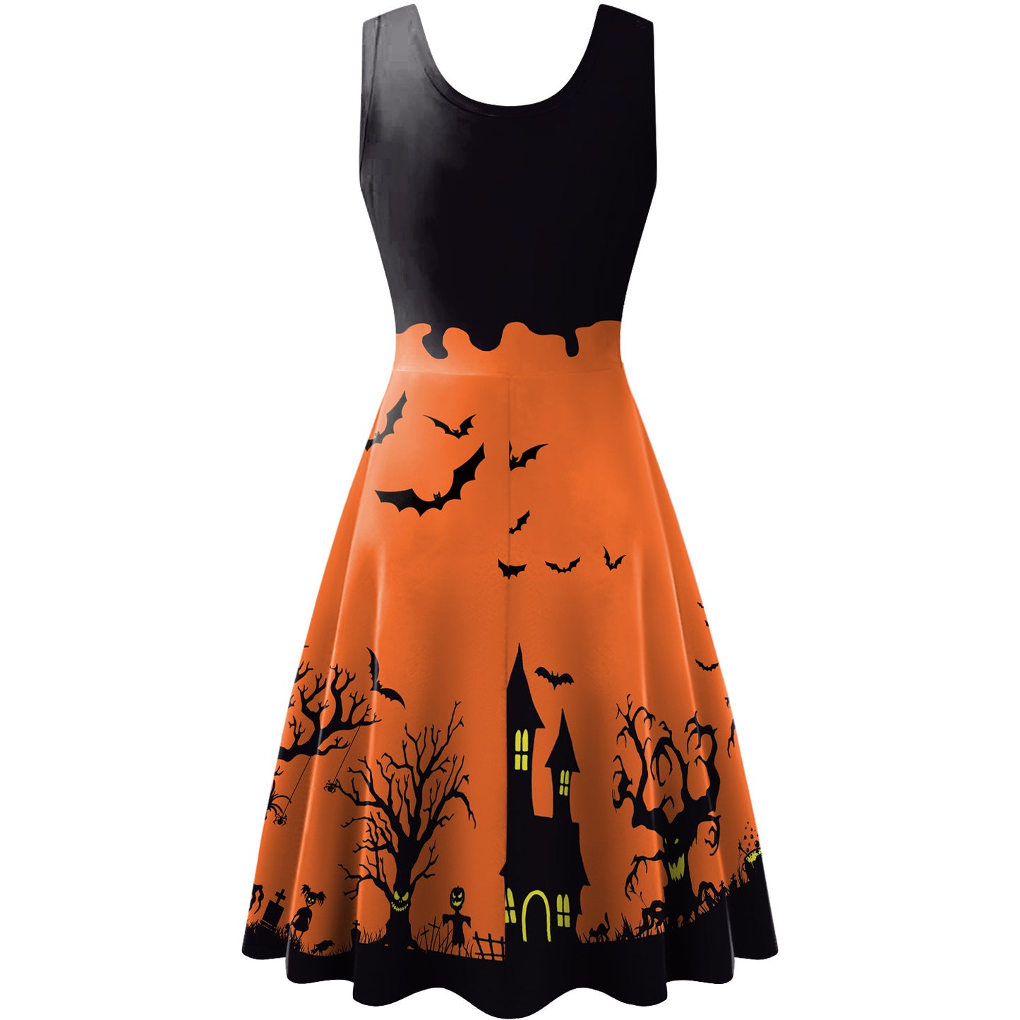Women's Sleeveless Bat Skeleton Halloween Dress