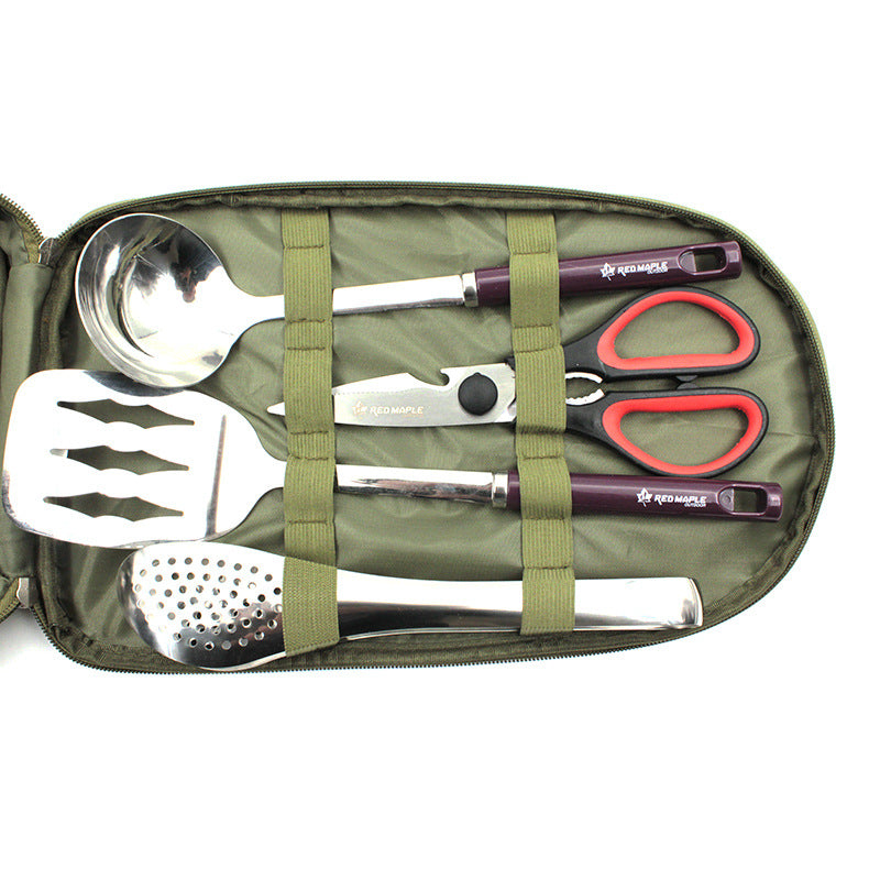 8 pcs Camp Kitchen Cooking Utensil Set Travel Organizer Grill Accessories Portable Compact Gear For BBQ Camping Hiking
