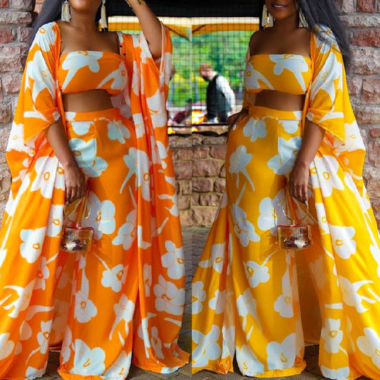 Women's Fashion Wide-leg Pants Three-piece Suit