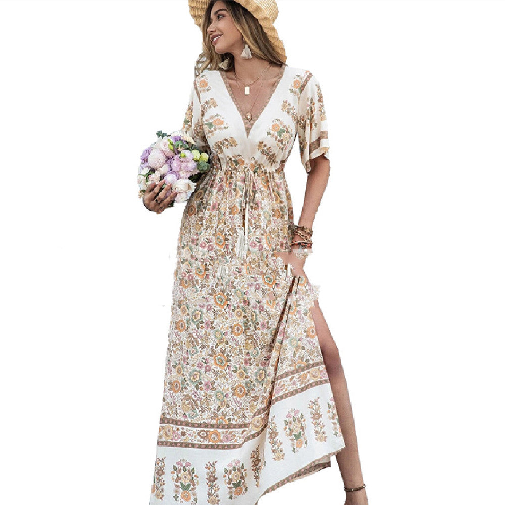 Vestido de manga corta con borlas de moda