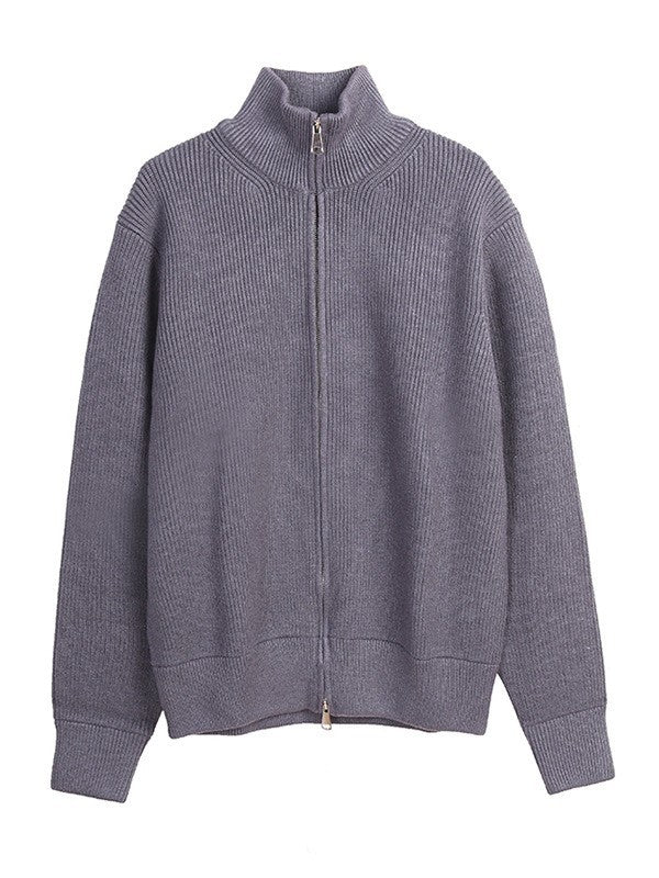 Abrigo de lana con cuello alto y cremallera para hombre y mujer