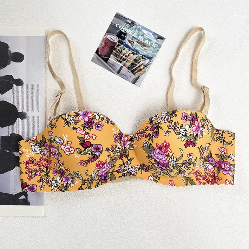 Sujetador push up transpirable elegante con diseño floral a la moda para mujer