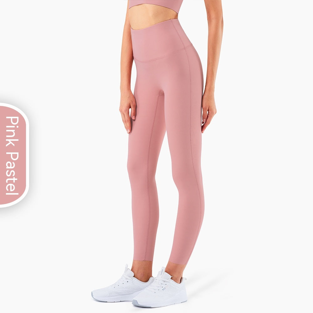 Pantalones de yoga con cintura alta y realce de cadera de color sólido informales a la moda para mujer