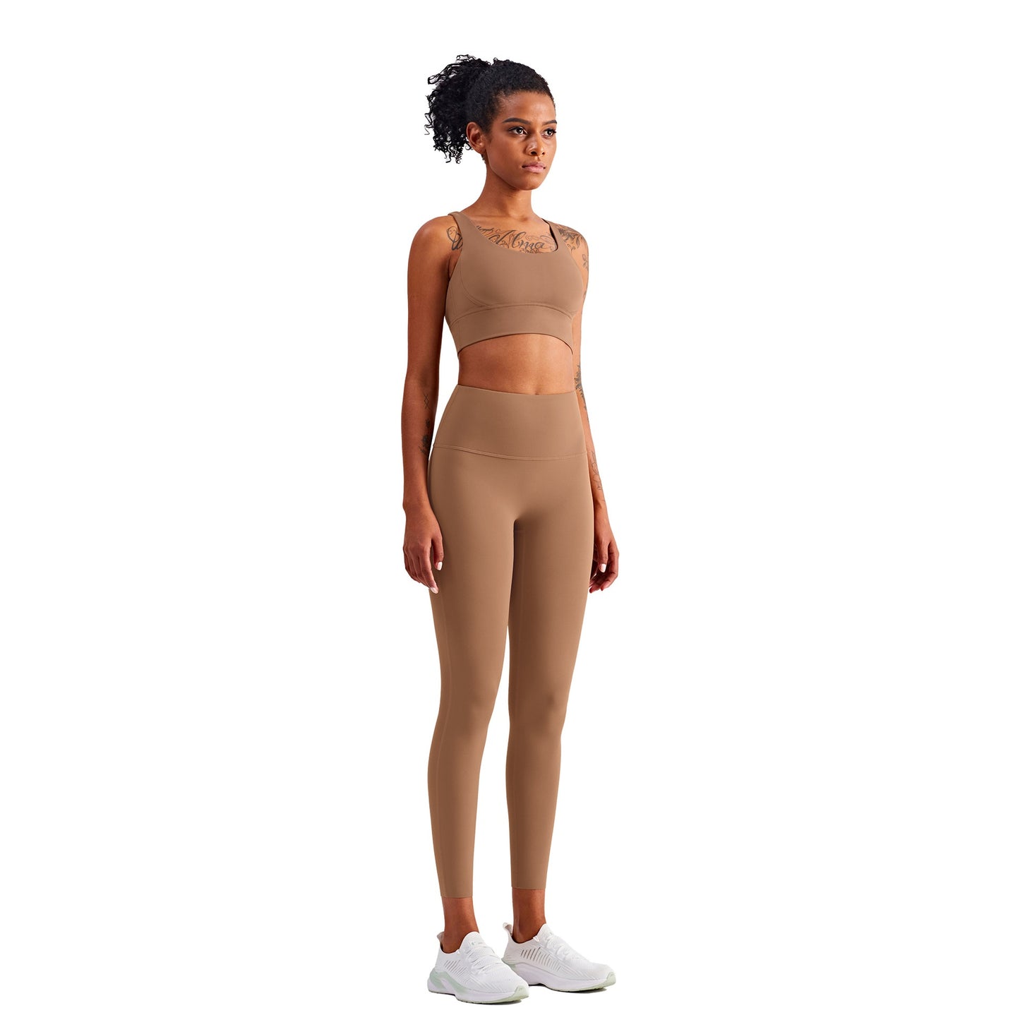 Pantalones de yoga con cintura alta y realce de cadera de color sólido informales a la moda para mujer