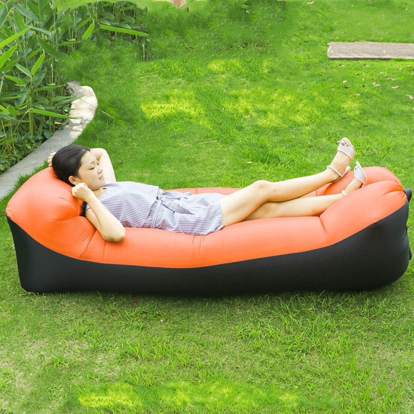 Sofá de aire para exteriores, sofá inflable rápido, tumbona para pasar el rato, cama de aire para playa, saco de dormir plegable, sofá perezoso, sofá de aire perezoso