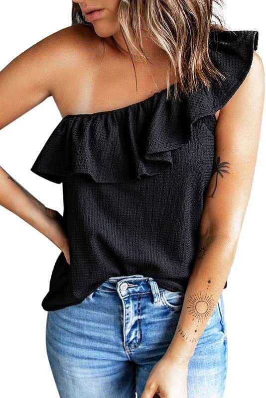 Women's Pure Color Ruffles Pleated Vest