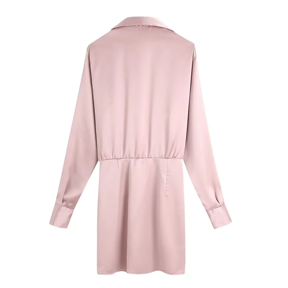 Vestido plisado de satén de seda de color liso de moda para mujer