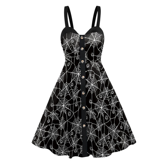 Women's Skeleton Spider Web Halloween Dress