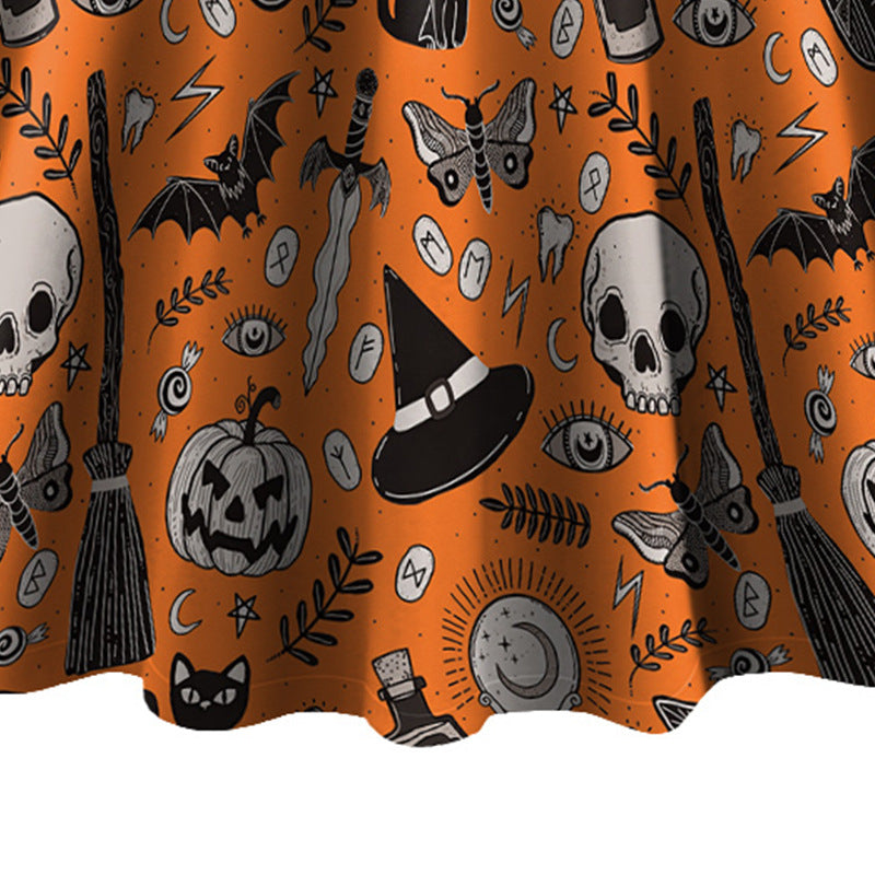 Women's Sleeveless Pumpkin Skull Halloween Dress