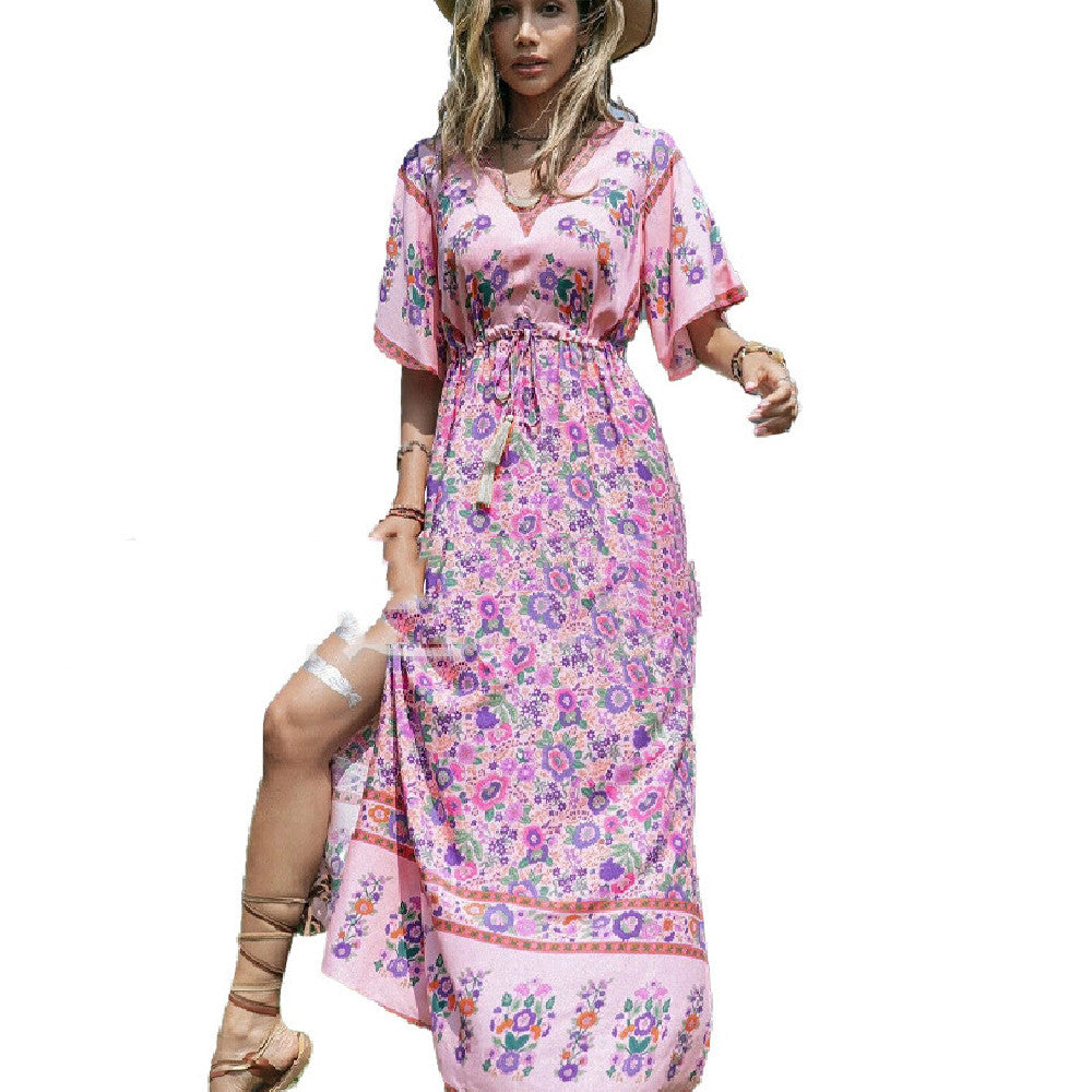 Vestido de manga corta con borlas de moda