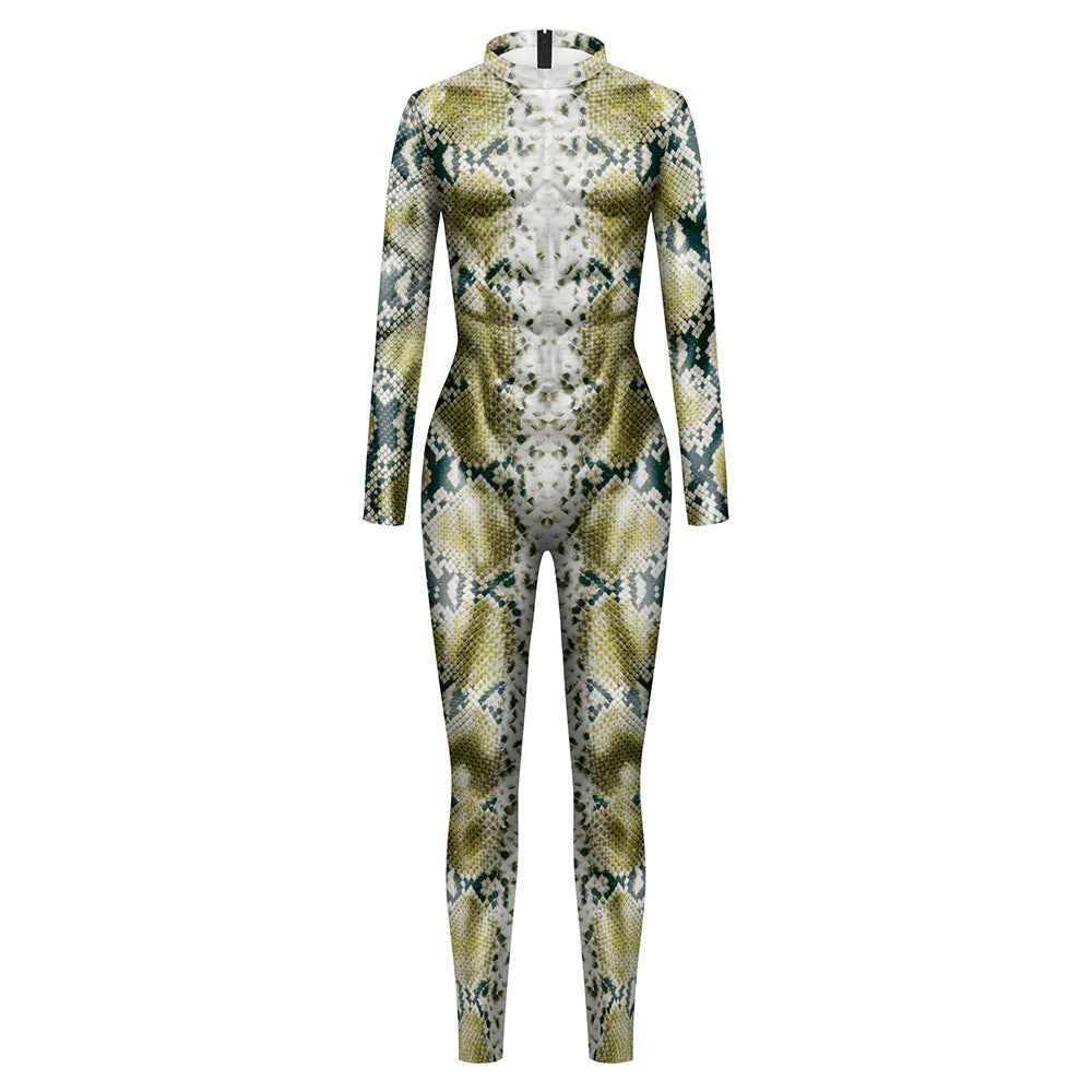 Animal Snake Pattern 3D Digital Printing One Piece Set Long Sleeve