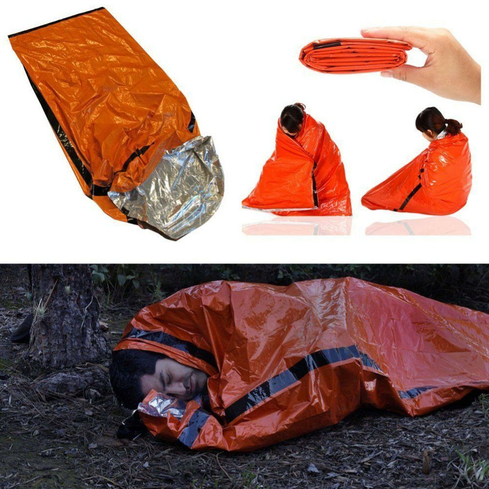 Saco de dormir de emergencia reutilizable, térmico, impermeable, para supervivencia
