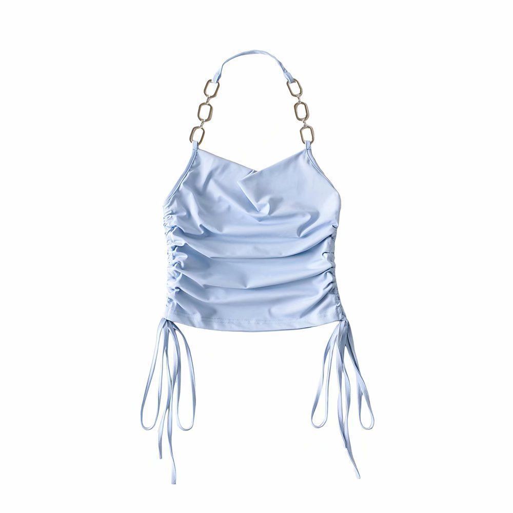 Camisa de tirantes plisada sin mangas con interior a juego y exterior para mujer