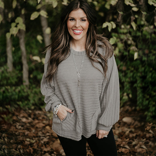 Camiseta de manga larga holgada, adecuada para uso diario, estilo informal, para mujer