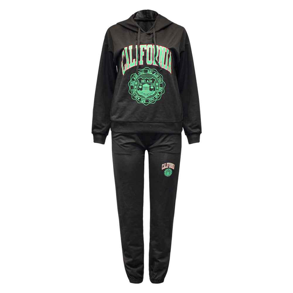 Letter Hooded Long-sleeved Suit Woman