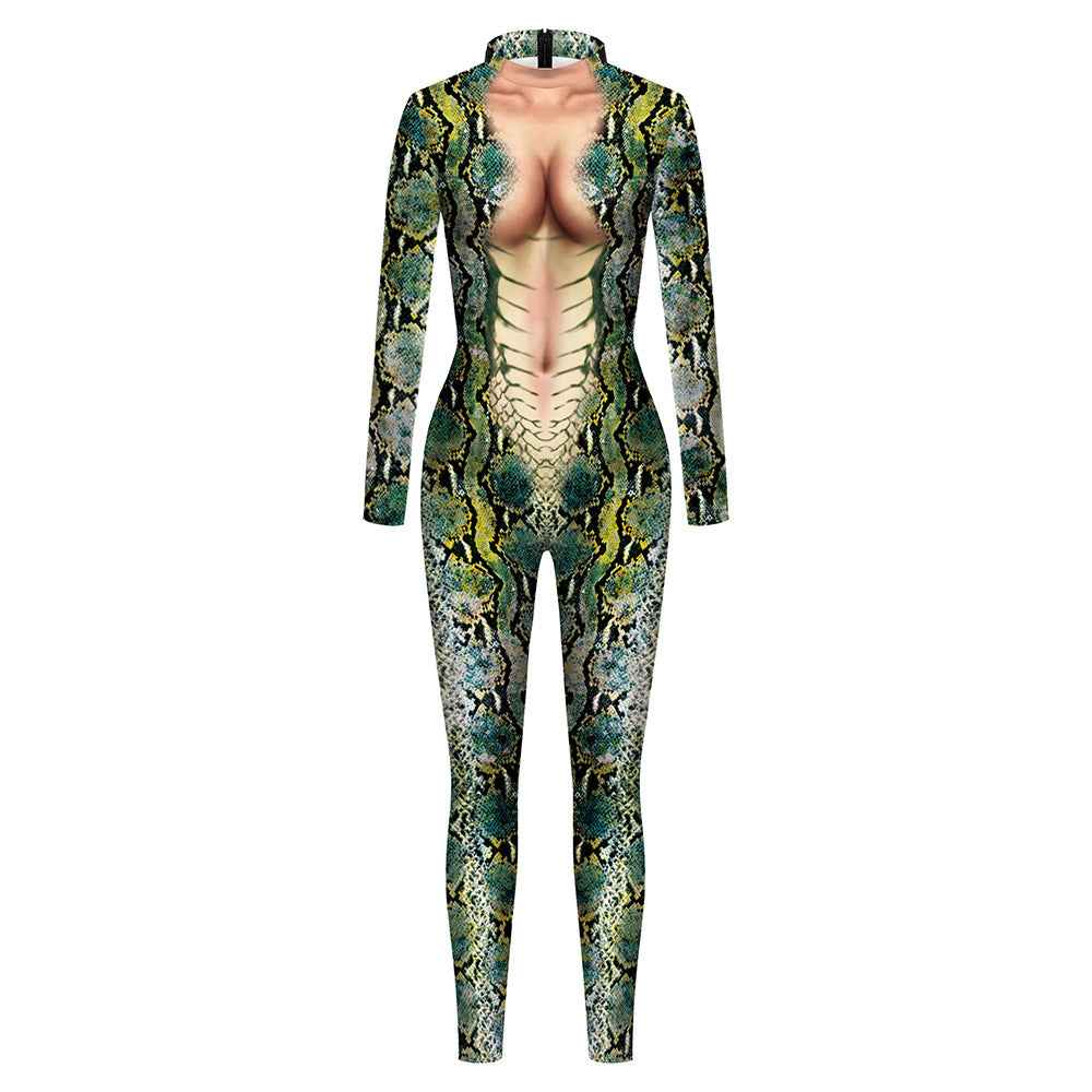 Animal Snake Pattern 3D Digital Printing One Piece Set Long Sleeve