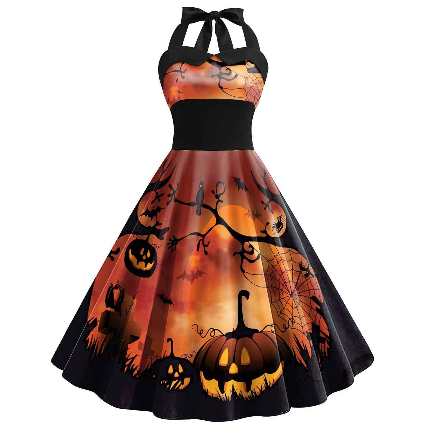 Skull Spider Web Halloween Dress