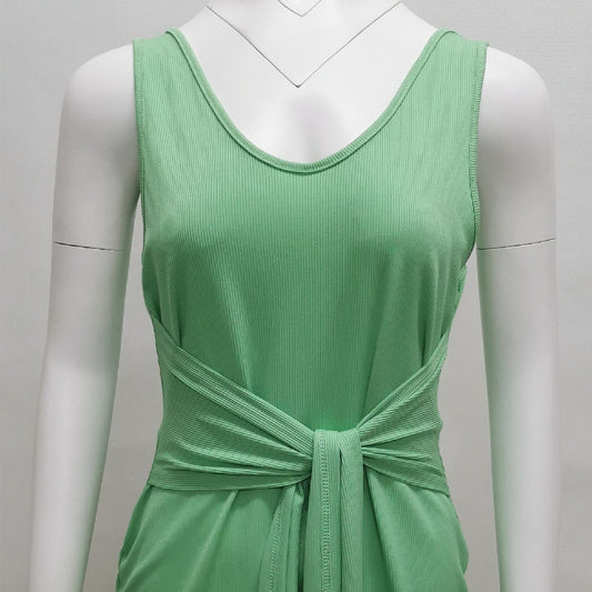 Vestido de tirantes acanalado Vestido de color liso