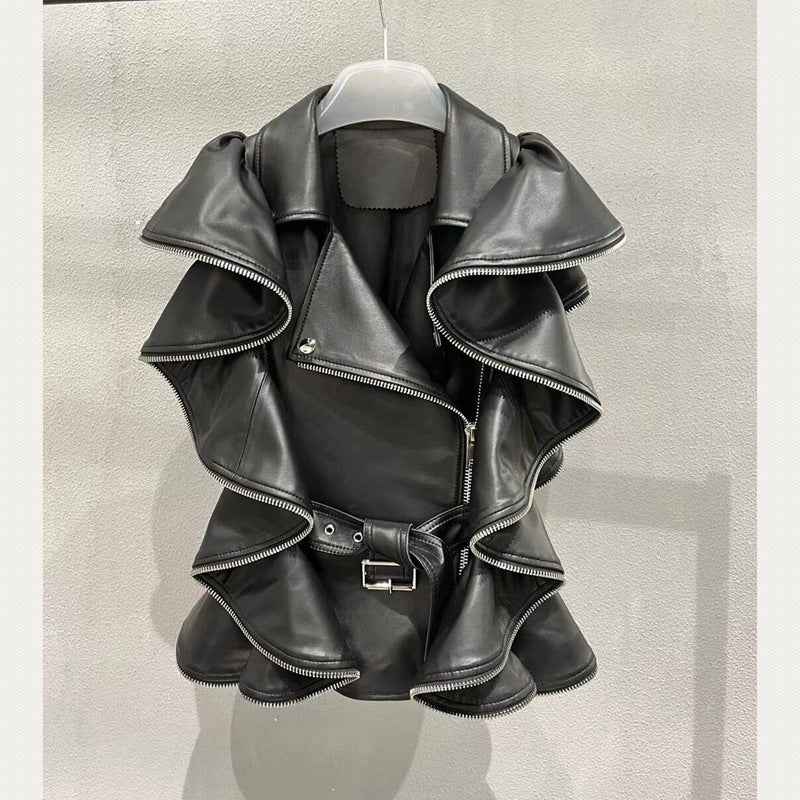 Women's Sheepskin Leather Vest Heavy Work Sheepskin Coat