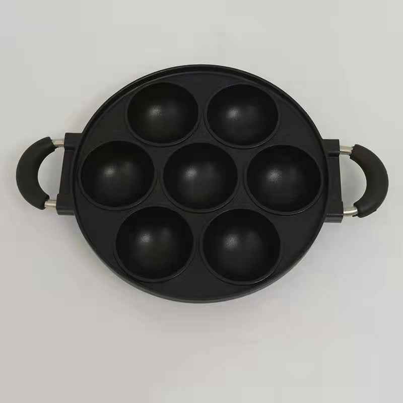 7 Hole Round Flat Cake Mold DIY Cast Aluminum Baking Pan Nonstick Pan
