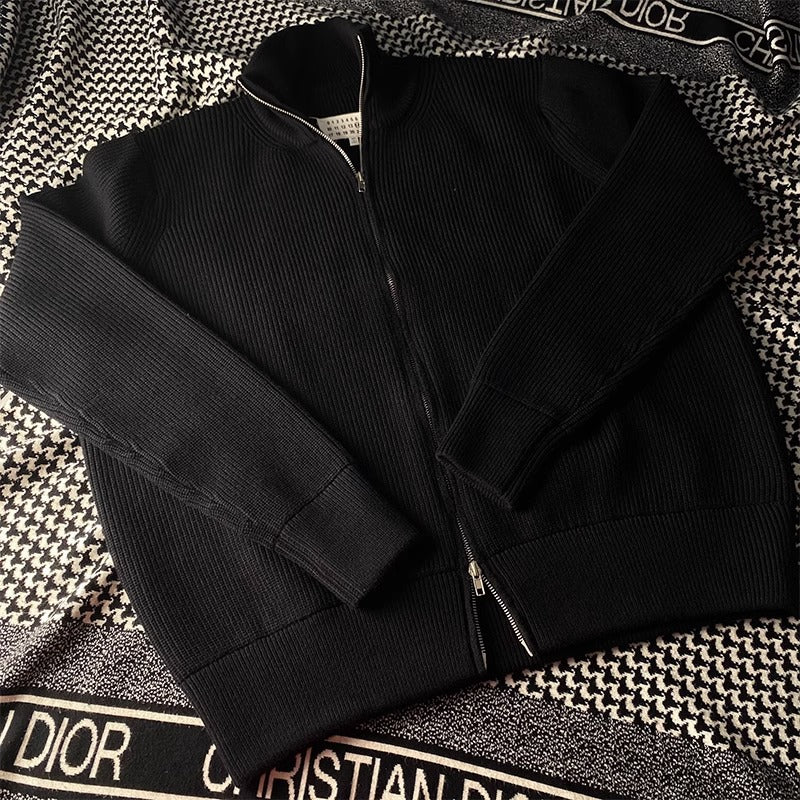 Abrigo de lana con cuello alto y cremallera para hombre y mujer